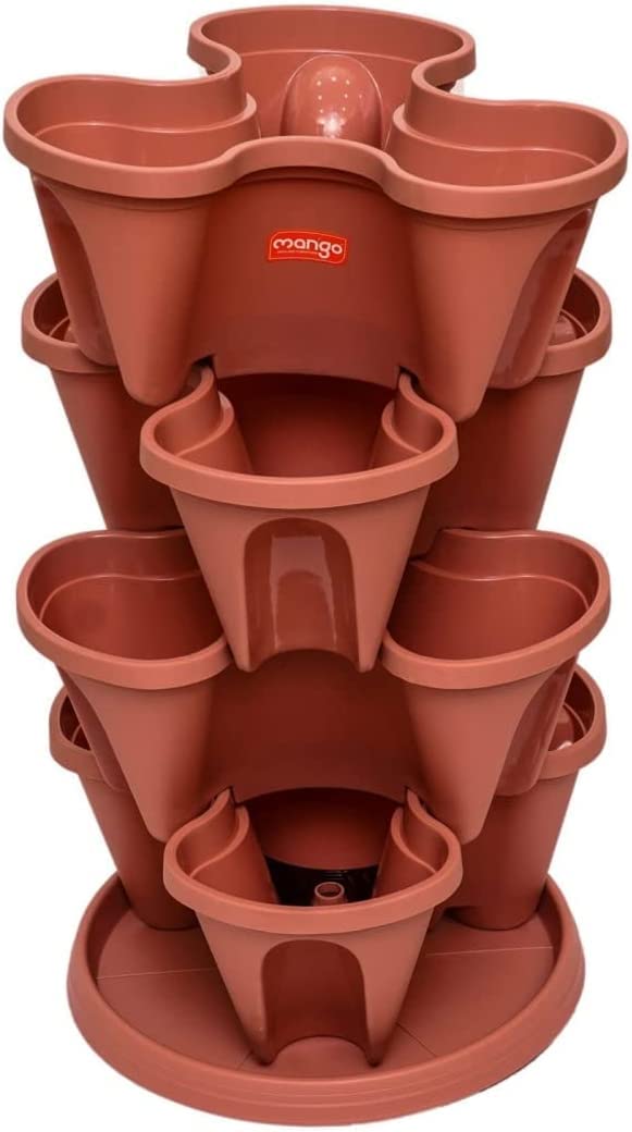 LANKESH ENTERPRISE Tier Stacking Vertical Flowers Garden Vegetables Strawberries Herbs Plastic Planter Pots for Indoor/Outdoor, Terrace, Balcony, Patios and Backyards Gardening Tower(4 Tray) (B0C46F8JJ1) Amazon Price History, Amazon Price Tracker