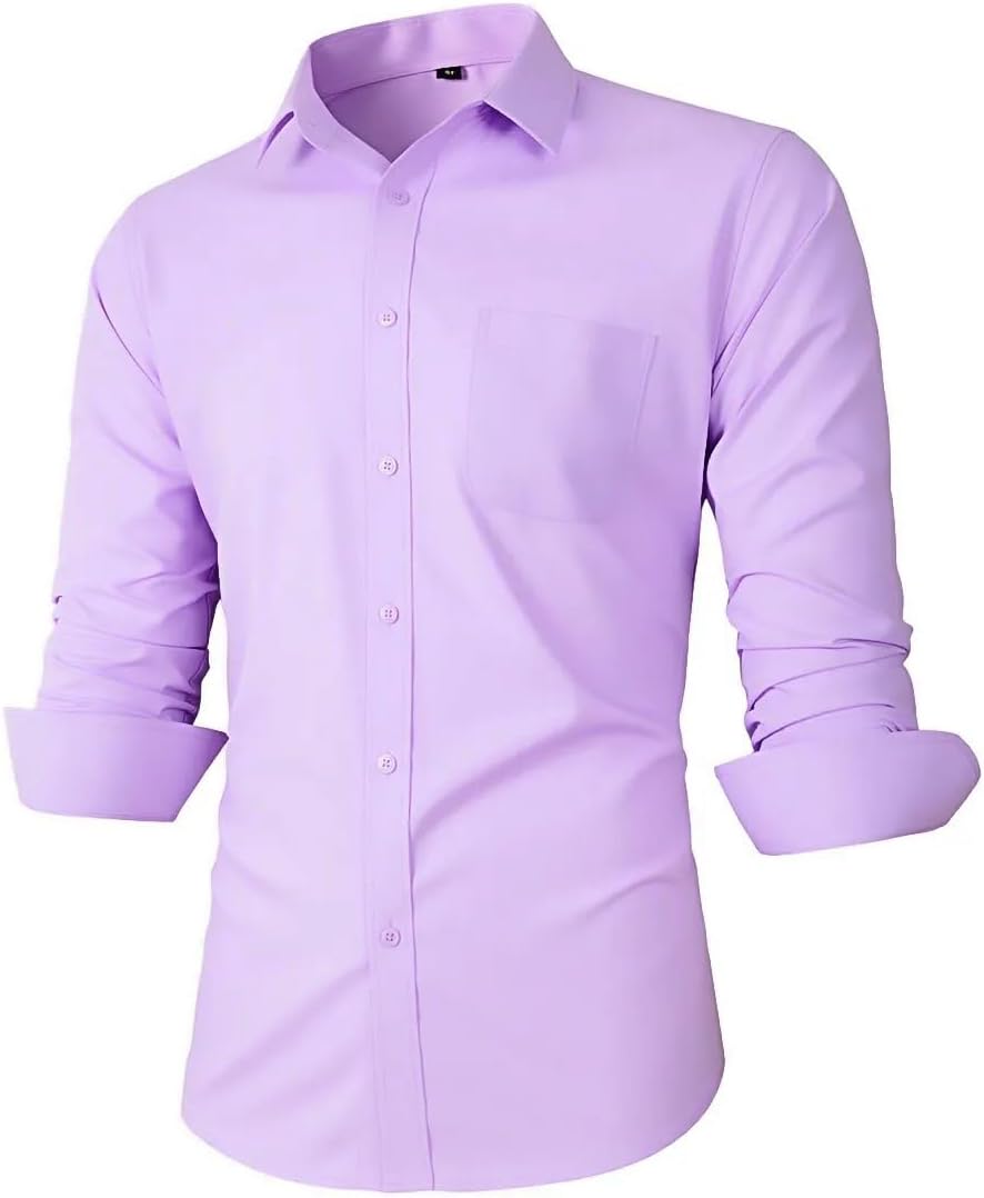 Beninos Mens Slim Fit Solid Point Collar Button Down Dress Shirt