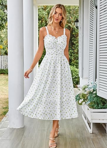 Image of Scarlet Darkness Summer Dresses for Women 2026 Floral Corset Dress Long Milkmaid Dress with Pocket