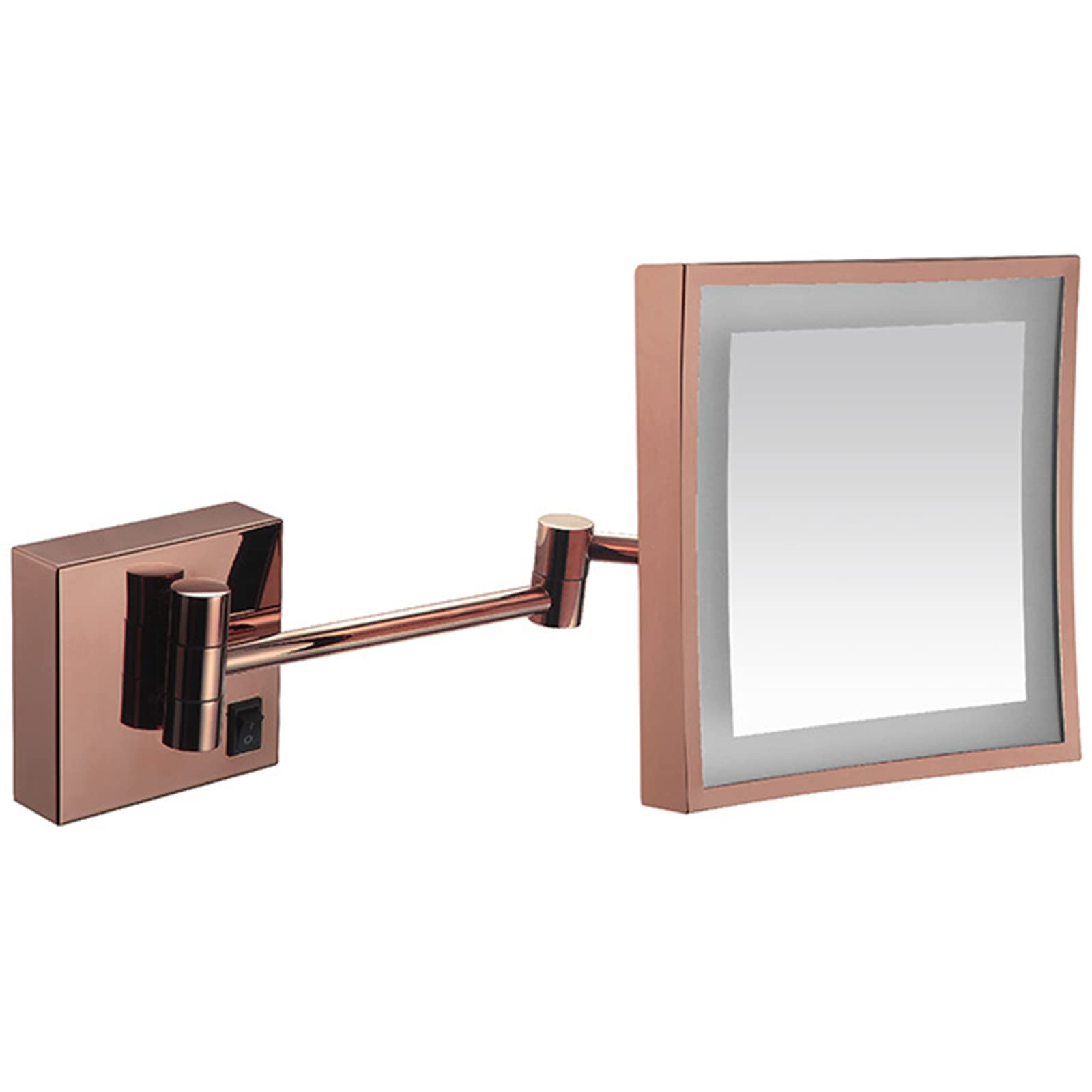 Miroir maquillage LED extensible et rotatif carré or rose