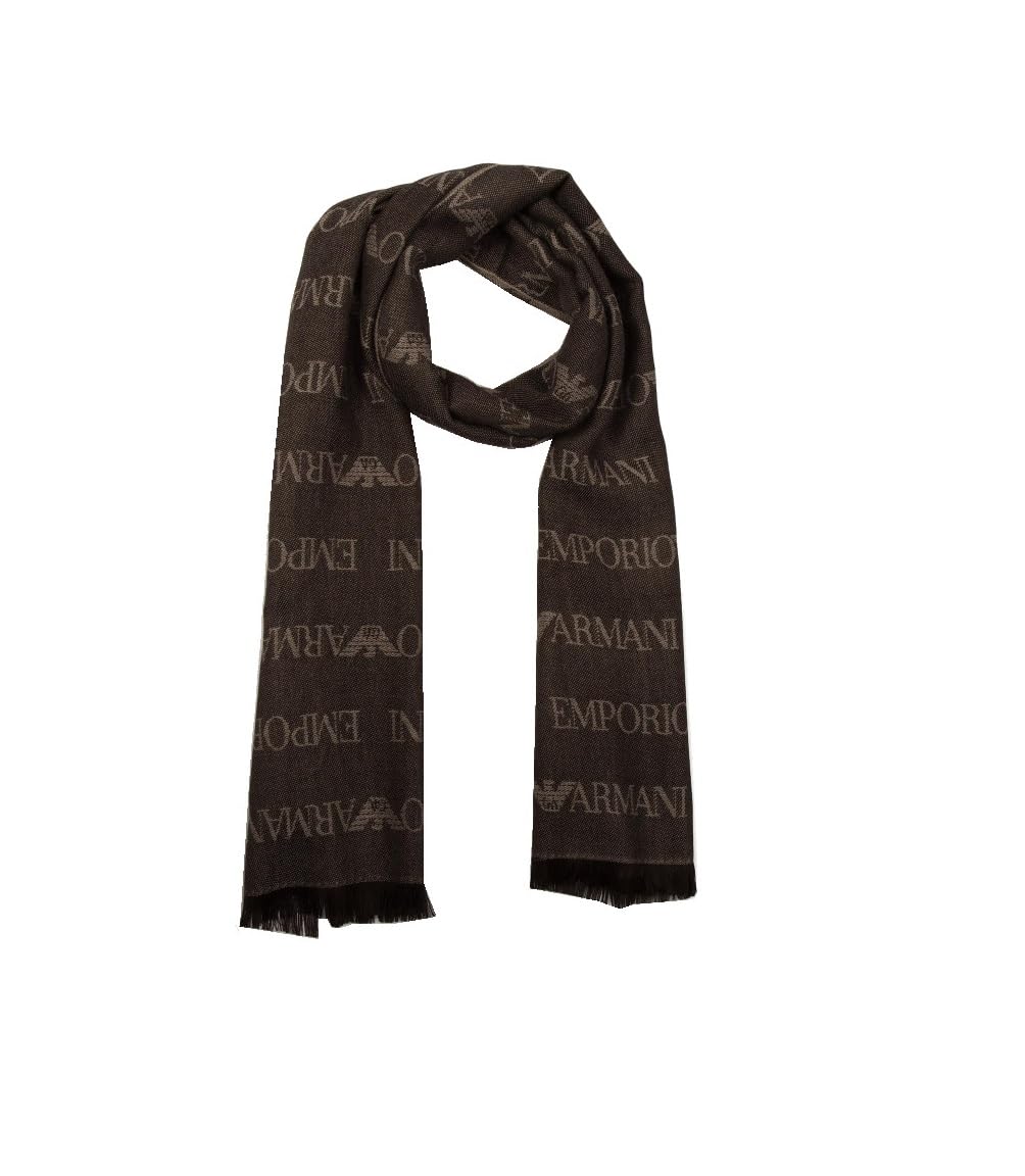 Emporio Armani Sciarpa uomo logo all over 43x185 625060 CC786 brown