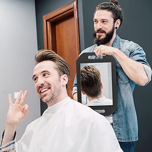 Mineloff Drop-Proof Hand Mirror With Double Handle, Large Rectangular Hand Held Mirror -(16"X10") Largehand Mirrors With Handle For Salons And Beauty Salons, Light Salon Hair Mirror(Black) #TOP4