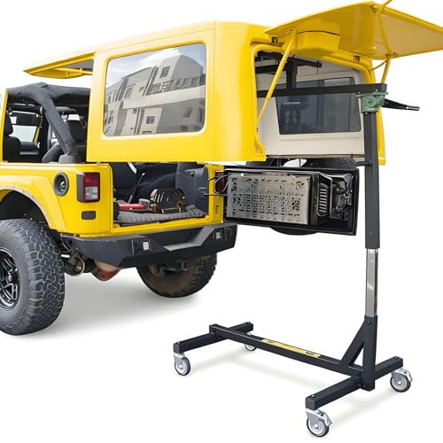 Hard Top Removal Lift for Jeep Wrangler 2007-present JL/JLU/JK/JK/CJ 2 & 4 Doors One Person Operation Heavy-Duty Hardtop Remover Car Roof Hoist Easy Installation No Ceiling. Patent Pending (Black)