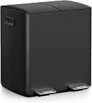 mVm 3 in 1 Kitchen Garbage Can with Soft Close Lid, 60 L Heavy Duty 3 Compartment Recycling Bin, Anti Fingerprint Ideal for Wet Dry Waste Sorting (Gray)
