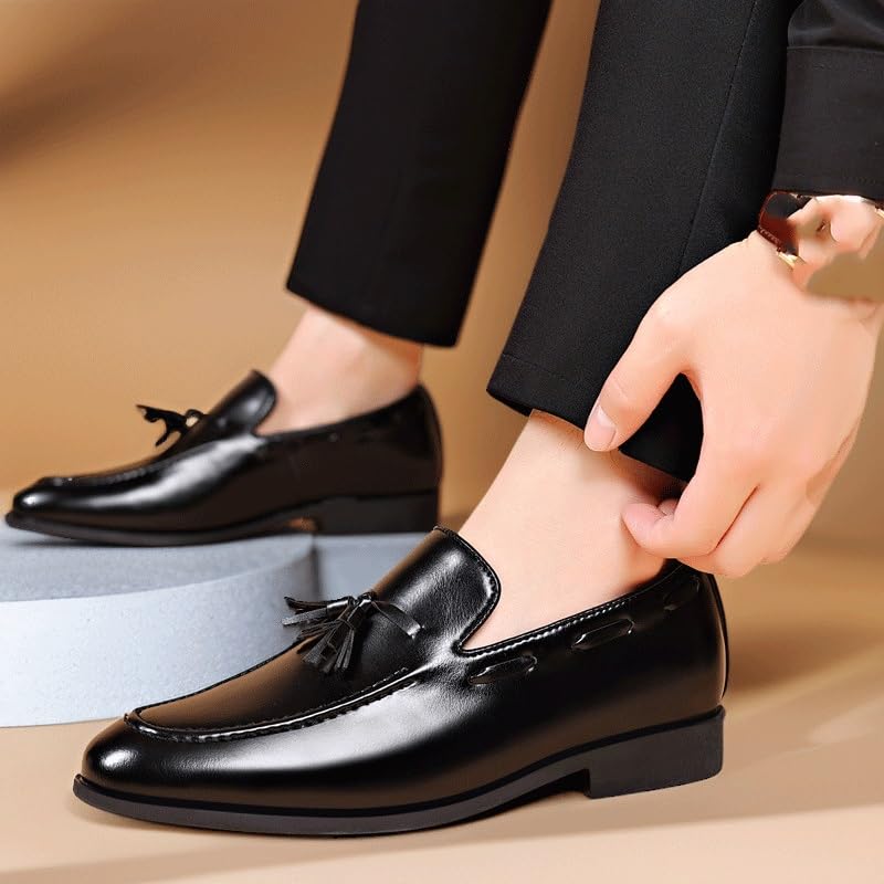 Shoes Men Slip on Dress Oxfords Fashion Business Dress Men Shoes Classic Leather Suits Shoes Men's Loafers with Tassel2