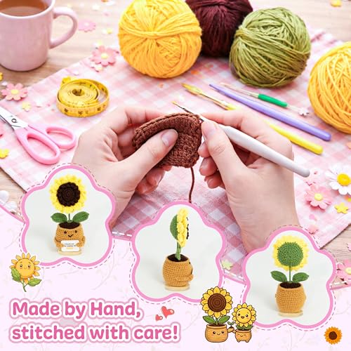 Image of Sunflower Gifts for Mom, Emotional Support Crochet Sunflower - Handmade inchThank You for Helping Me Grow inch - Teacher, Mentor, Mom, or Grandma Appreciation, Birthday for Moms