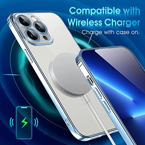 Image of Elzzi Electroplated Clear Transparent Cover for iPhone 15 Pro Case 6.1 inch Luxury TPU Cover Full Body & Camera Protection for Each Lens Bumper Cases for Men & Women (Light Blue)