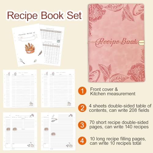 Image of GoShambar Blank Recipe Book to Write in Your Own Recipes, Leather Cookbook