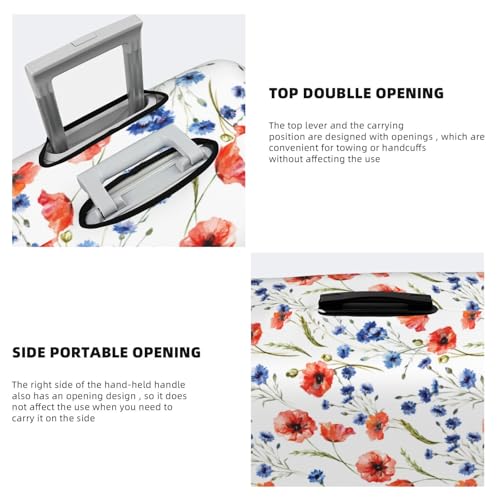 Travel Luggage Cover Watercolor Poppy Pattern Suitcase Protector Washable Elastic Anti-scratch Suitcase cover Fits 25-28 Inch Luggage (L)2