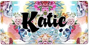 Sugar Skulls Personalized Novelty Car Tag Sign