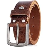 LINDENMANN Cinturón de piel de búfalo para hombre, 40 mm, coñac, marrón oscuro, Bundweite 90 cm Gesamtlänge 105 cm W 35.4 L