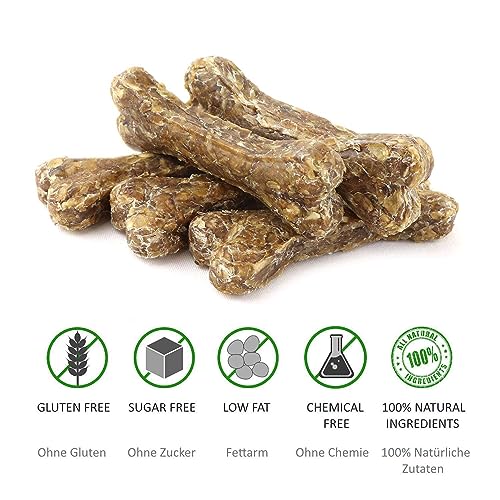 DOGBOSS 100% Natur Kauknochen 100% Hirschhaut oder 100% Pferdehaut speziell für Welpen ab der 16. Lebenswoche & Seniorhunde in verschiedenen Größen und Geschmack (5er 100% Hirschhaut 17 cm)