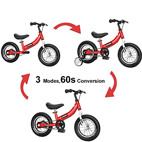 Ohiik Balance Bike 2 In 1 For Kids 2 3 4 5 6 7 Years Old,Balance To Pedals Bike,12 14 16 Inch Kids Bike,With Pedal Kit,Training Wheels,Brakes thumb #1