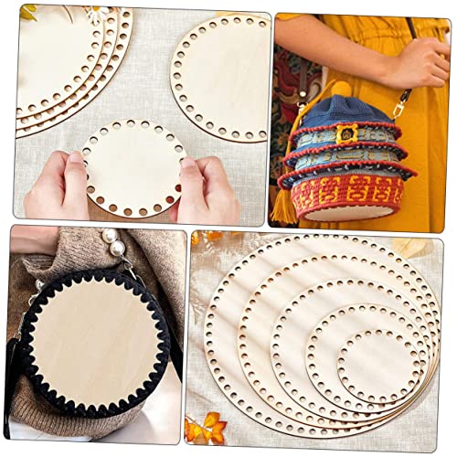 FONDOTIN 5Pcs Wooden Bottom Shaping Base for DIY Knitting and Crochet Natural for Crafting and Baskets for Weaving and Yarn Projects