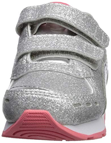 PUMA Girls' Vista Glitz Hook and Loop Sneaker, Silver-Calypso Coral White, 5 M US Toddler2