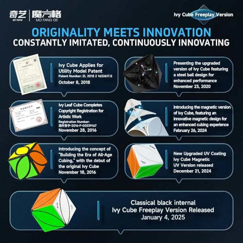 Image of Hawkister QiYi Ivy Cube V2 Tiled (Freeplay Edition) | Upgraded Skewb Shape Mod Speed Puzzle | Durable Embedded Tiles & Black Base, 56mm Professional Leaf Cube with Smooth Alignment-Free Turning