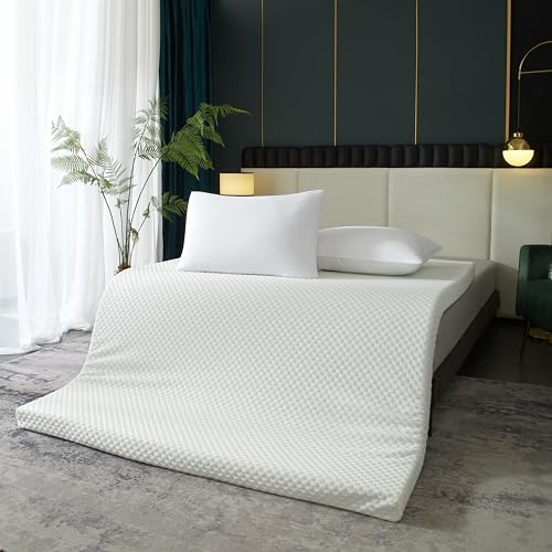 Greeneasy 3 Inch Cool Gel Memory Foam Mattress Topper Queen Size-Soft & Breathable Cooling Mattress Pad Cover for Back Pain, Non-Slip Removable & Washable Cover(60x80x3 Inches)