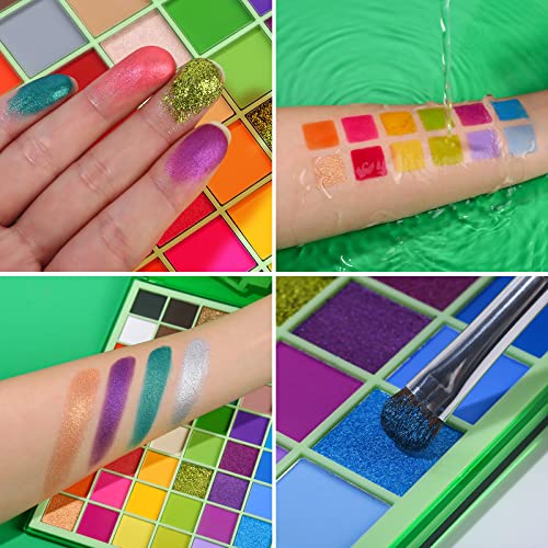 Ucanbe Nostalgic Green Eyeshadow Palette - 48 Bright Bold Color Highly Pigmented Eye Shadow, Velvety Smooth Texture Matte Shimmer Glitter Eye Makeup Palletes #TOP5