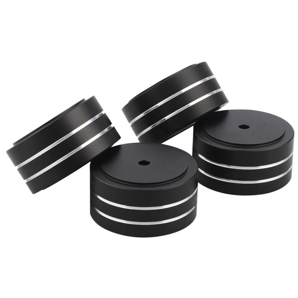 Set Di 4 Piedini Antivibranti In Alluminio Per Altoparlanti E Giradischi - Nero/Argento 40mm