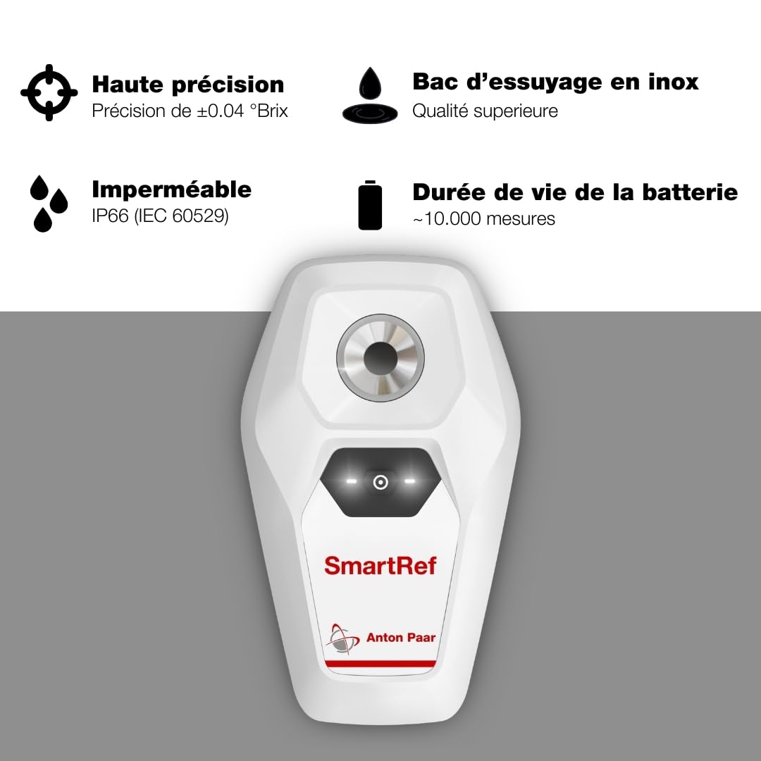 SmartRef by Anton Paar – Réfractomètre numérique pour brassage bière, vinification, fermentation, café TDS, miel, sirop d’érable, aquariums | Sucre, Brix, salinité, Plato, densité (SG)