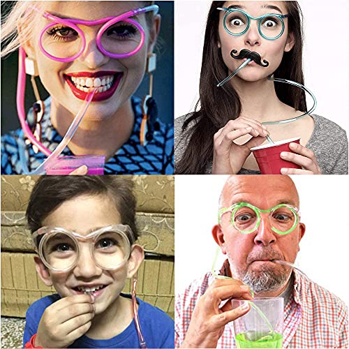 Pitillos divertidos flexibles con forma de gafas x8 miniatura 4
