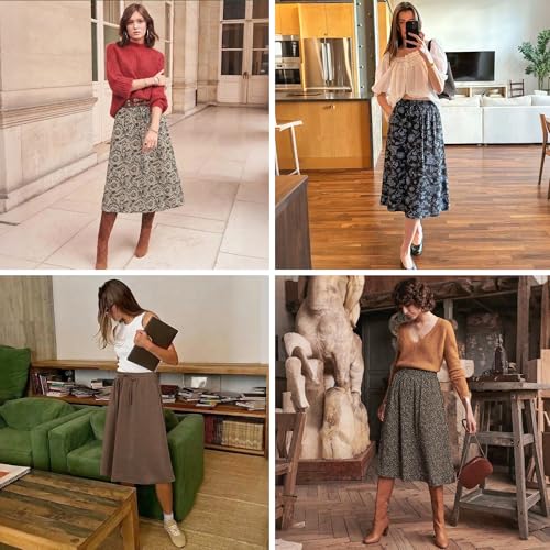 Image of Witsmile Flowy Skirt Elastic High Waist A-Line Skirt with Pockets Bohemia Cover-up for Women 2026 Trendy(S-2XL)