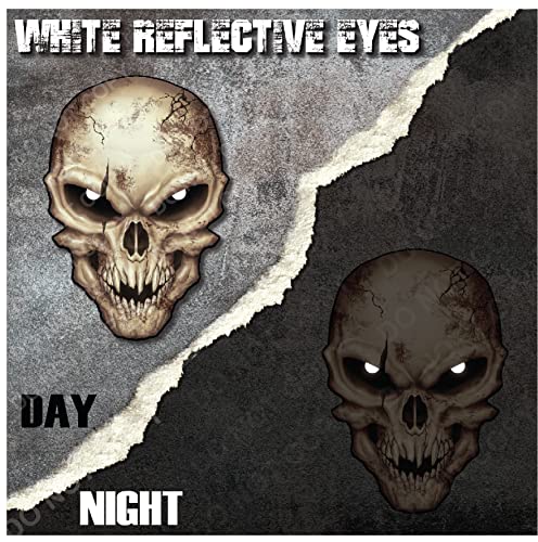 Image of Skull Decal with Reflective Eyes Bone Cracked Vinyl Decal Stickers Car Truck Sniper Marines Army Navy Military Graphic