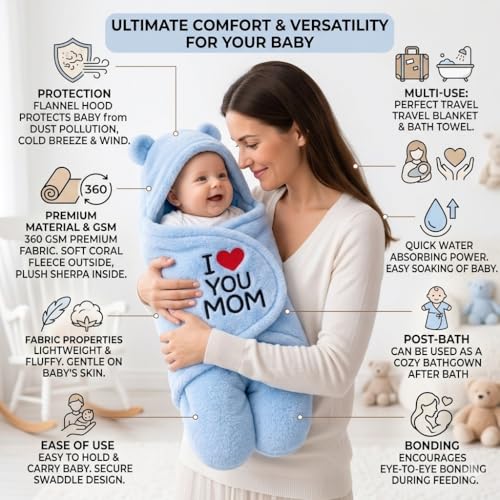 Image of BRANDONN Baby Blanket Newborn Combo Gift Pack of Swaddle Wrapper, 0-9 Months, Length 68 cm x Width 68 cm, Pack of 2 Pcs.