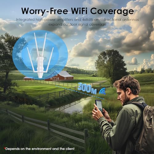 WAVLINK AC1200 Outdoor WiFi Extender Long Range Amplifier, Access Point with POE, High Power WiFi Extender Signal Booster, Supports Router/AP/Repeater Mode for Home Camping/Farm/Yard/RV - Image 5