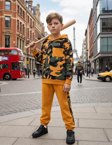 Boys Clothes Fall Winter Outfits Camouflage Long Sleeve Hoodie and Pants 2PC Kids Clothes Boys for 5-14 Years3