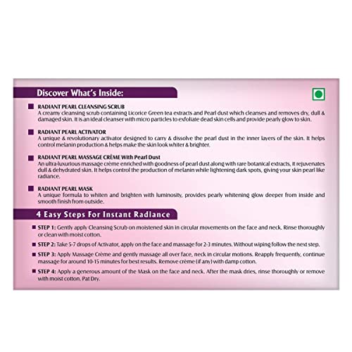 Image of Lotus Herbals Radiant Pearl Cellular 4 in 1 Facial Kit | For Deep Cleaning | With Pearl Extracts & Green Tea | 4x37g
