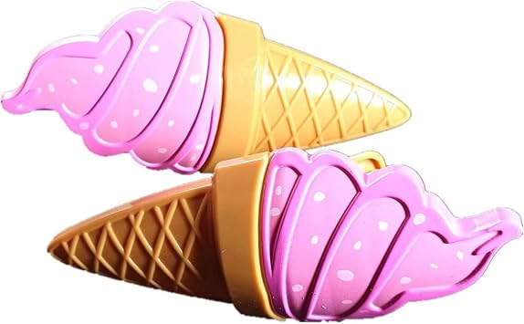 Dondurma Şeklinde Plaj Havlusu Mandalı, Kahverengi ve Pembe, 2'li Set, Dayanıklı Plastik, Eğlenceli Tasarım