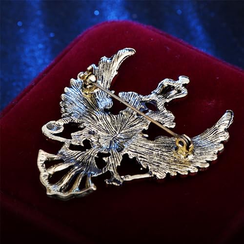 Image of Double Headed Eagle With Winged Stone Detailing Lapel Pin Badge Coat Suit Jacket Wedding Gift Party Shirt Collar Accessories Brooch