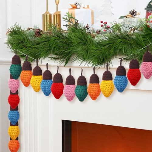 Hunnmingre 24 Pcs Christmas Crochet Light Bulb...