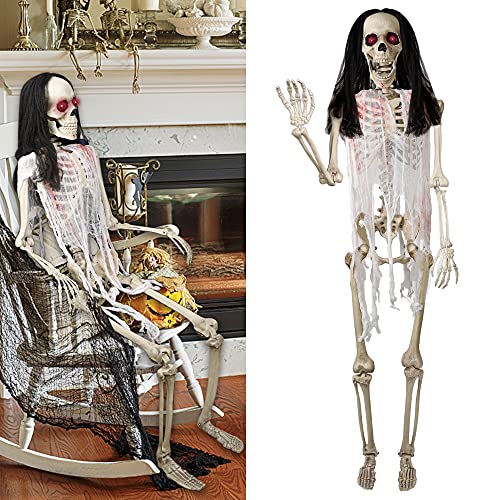DR.DUDU Halloween Skeleton 5.4 Ft Full Body Posable Joints, Realistic Life Size Bones Haunted House Prop Accessories, Spooky Decorations for Party Indoor Outdoor