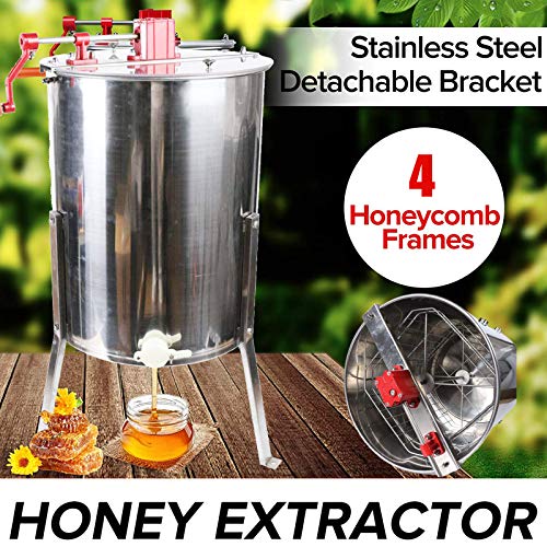 Fetcoi Manuelle Honigschleuder Edelstahl - 4 Rahmen Honig-Extraktor Imkerei Schleuder Bienenzüchter Zubehör für… – Bild 5
