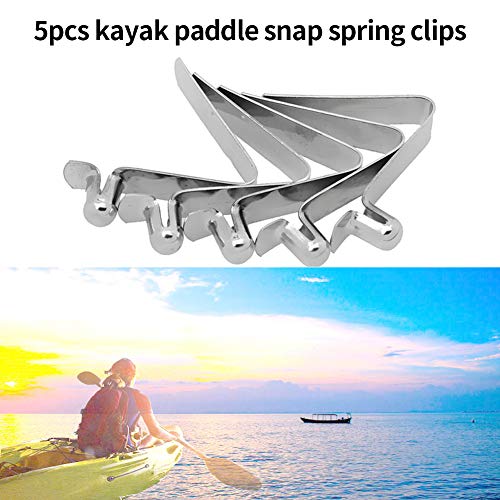 GeKLok Lot de 5 pinces à ressort pour kayak - 6 mm - Bouton pression - Pour pagaie - En acier inoxydable - Image 3