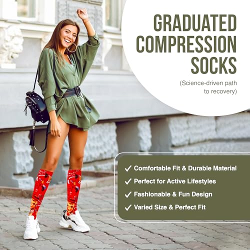 Image of Celeste Stein Therapeutic Graduated Women Compression Socks, Diabetic Socks For Womens, 8-15 mmHg For Regular Calf