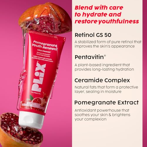 Image of Plix Pomegranate Youth Renewal Night Care Combo with Juicy Cleanser, Youth Renewal Serum & Retinol Night Cream | Fine Lines, Wrinkles & Hydration