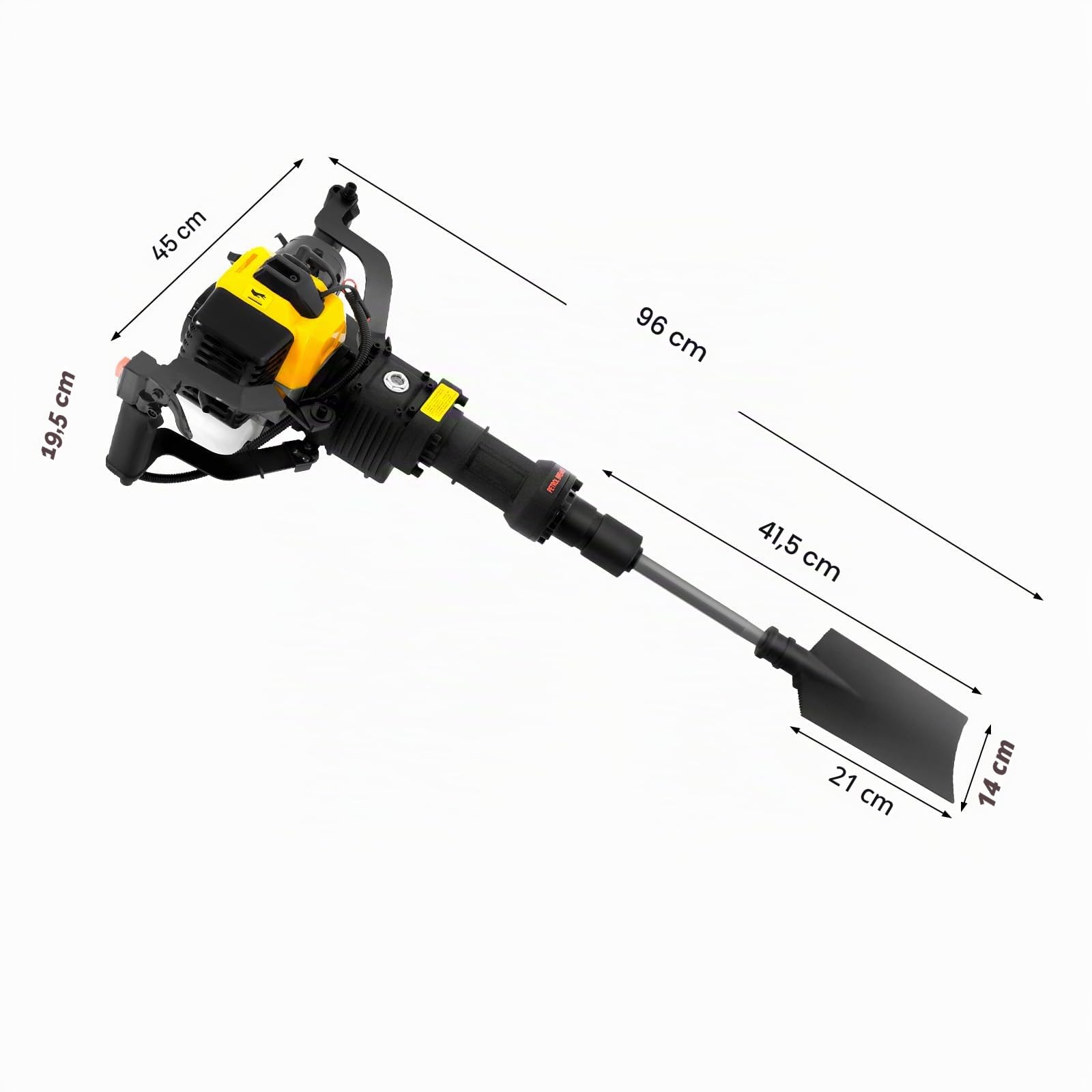 Excavadora para árbol de jardín, 2 tiempos, 52 cc, 1,9 kW, gasolina, excavadora de gasolina, excavadora de árbol de jardín con broca de 290 mm