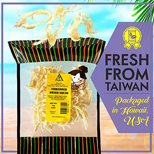 Saki Ika Dried Cuttlefish Snack | Hawaiian Seafood Jerky | High-Protein, Low-Fat, Low-Calorie (2.5 Oz.) #TOP5