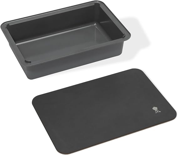 Weber Works Cutting Board & Basin FoodSafe Grill Prep Station for Marinating, Storing & Transporting Food with DualSided Cutting Board Lid, Grill Accessory