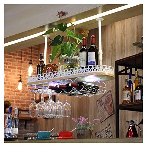 Casier à vin suspendu avec lumière plafond pour bar