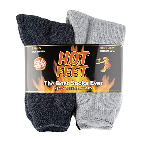Hot Feet Cozy, Heated Thermal Socks for Men, Warm, Patterned Crew Socks, USA