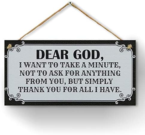 CARISPIBET Dear God House Decorative Sign Faith Religion Belief Gratitude Home Ornament Living Room Gift 6" x 12"
