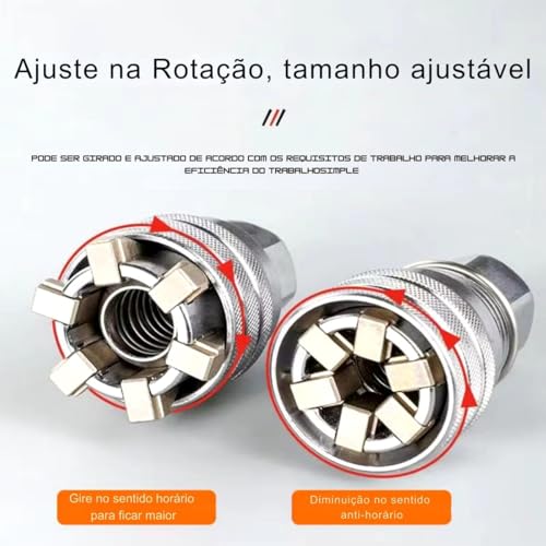 Chave Soquete Universal Ajustável 10-19mm Alta Resistência Encaixe de 3/8 Polegadas