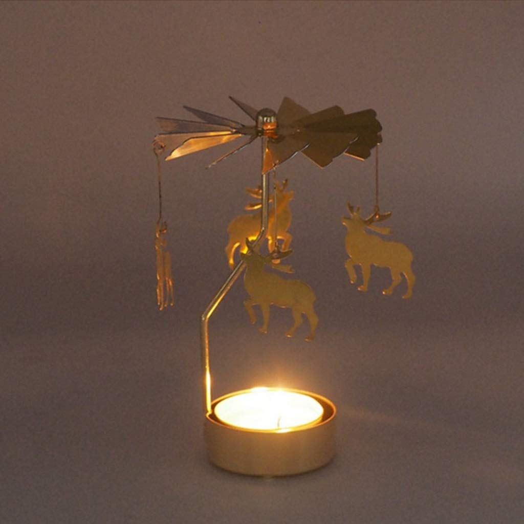 Bougeoir Rotatif Papillon Doré – Carrousel Bougie Tournant Métal, Effet Ombre Lumineuse, Décoration Mariage, Table Fête, Ambiance Romantique