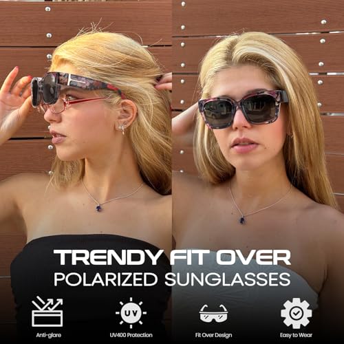 Xfeel Polarized Sunglasses Over Prescription Glasses for Women Men Oversized Fit Over Sunglasses for Driving with UV4002