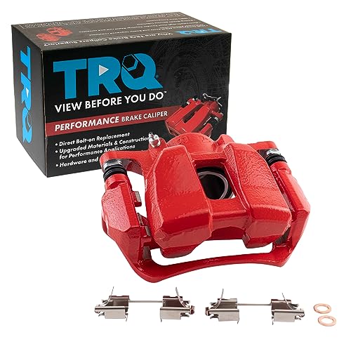 Image of TRQ Front Right Brake Caliper w /Bracket Performance Red Passenger Side | For 2013-2022 Honda Accord 2016-2022 HR-V