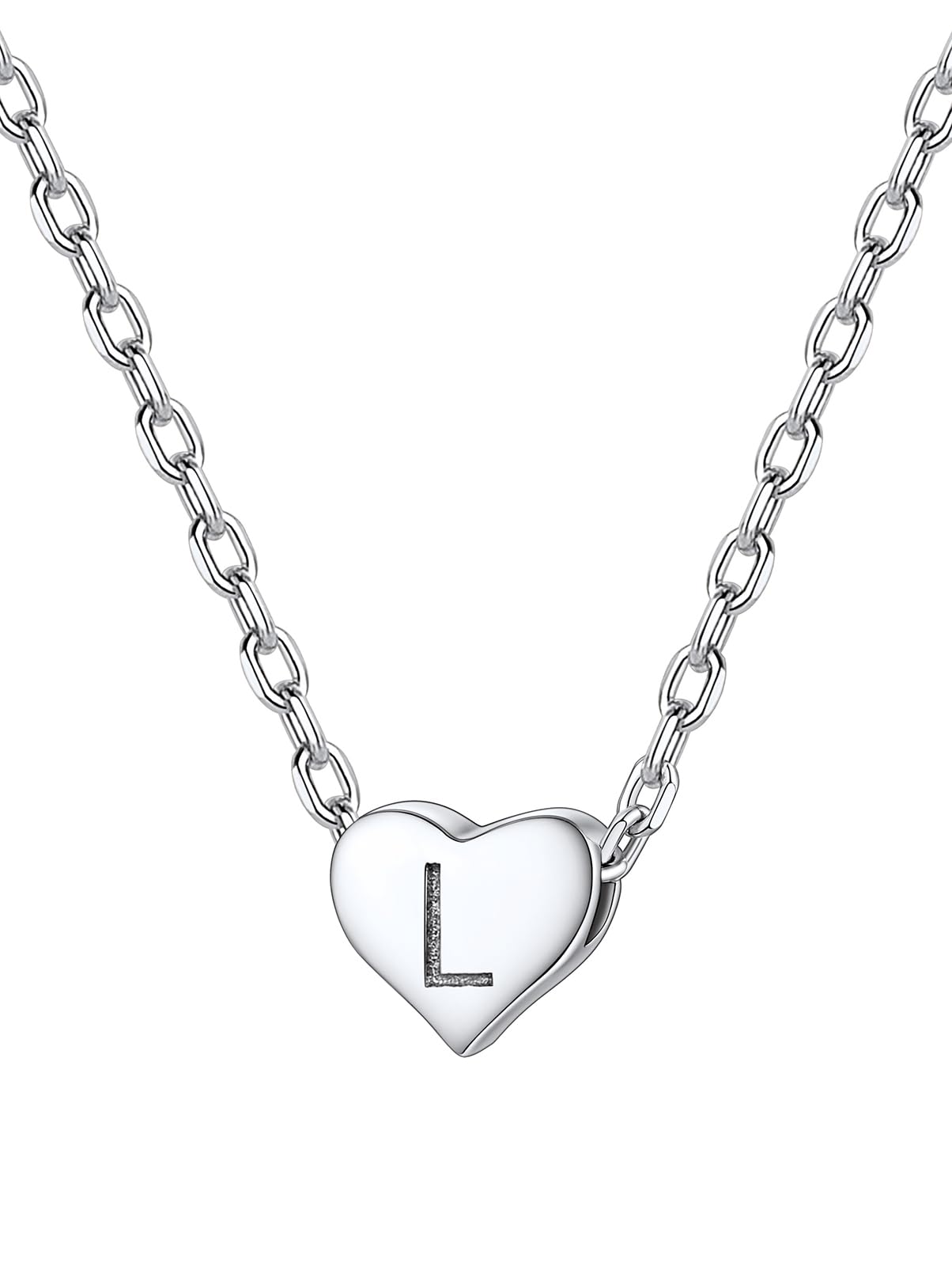 Silvora Letras A - Z Plata Colgantes Corazón para Hija Madre Abuela Mujeres, Collar de Plata 41cm Largo + 5cm Alargador, Plata de Primera Ley